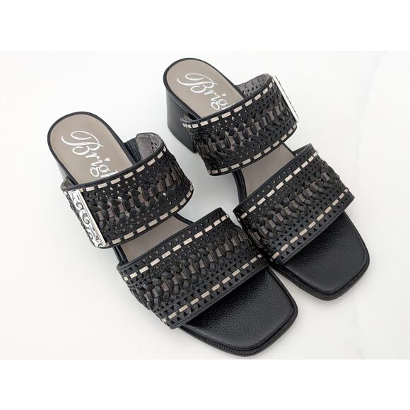 NWOB Brighton Tonia Block Heel Black Sandals Size 8 - Picture 2 of 8